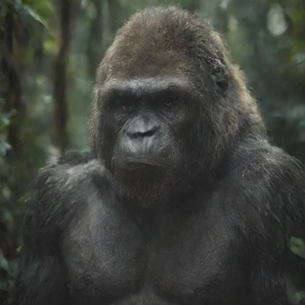 portrait of a silverback gorilla in the rainforest, thoughtful expression