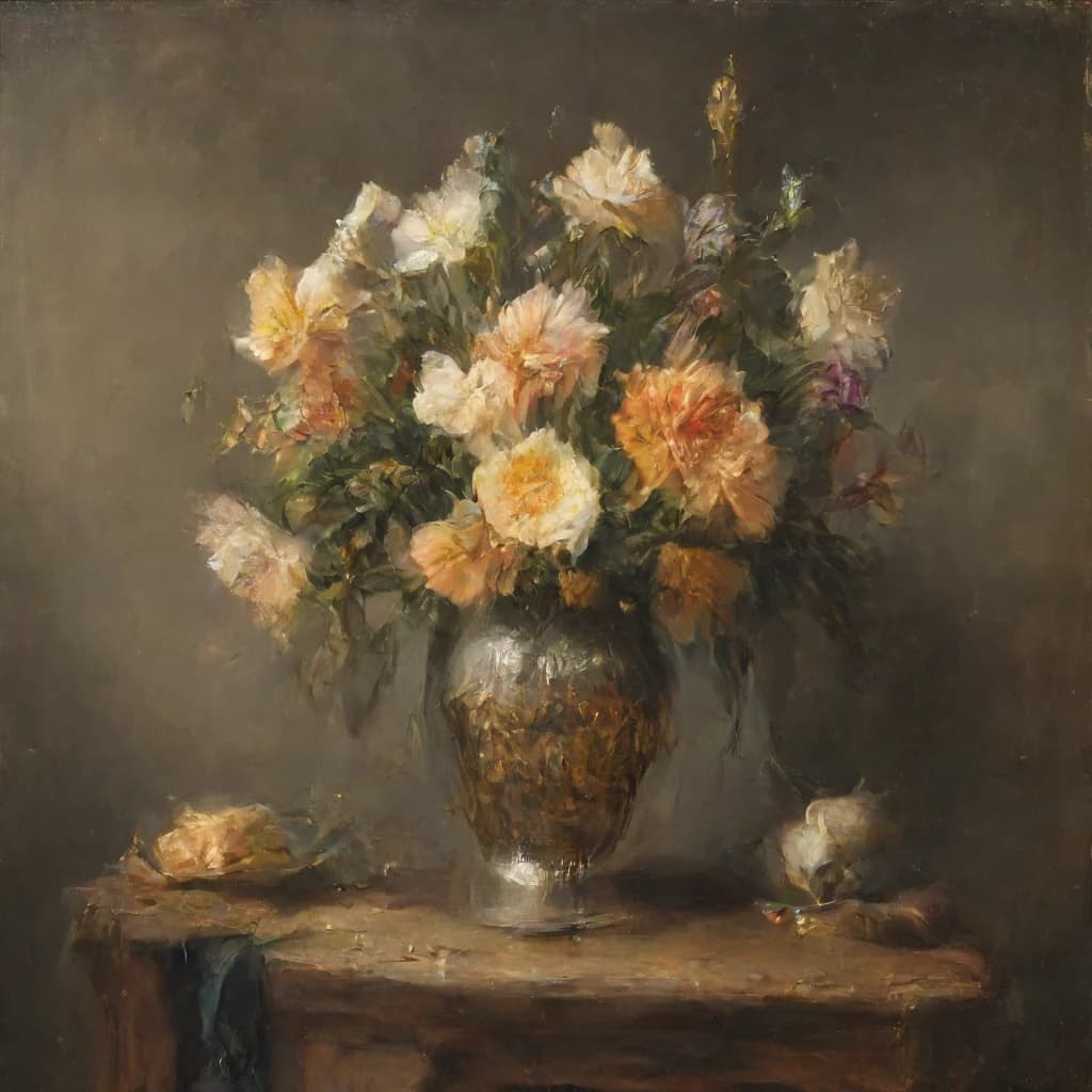 a still life of flowers in a vase, dutch golden age oil painting