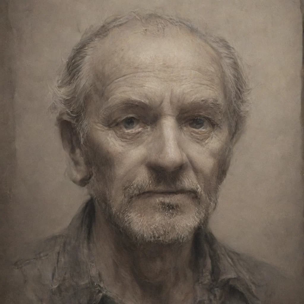 pencil sketch portrait of an old man, detailed shading